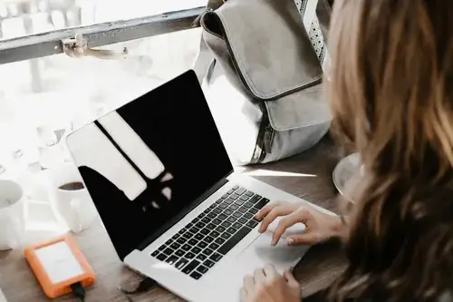 Woman working on her laptop