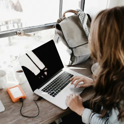 Woman working on her laptop